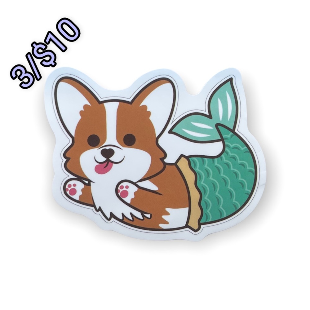 ✨3/$10✨Corgi Mermaid Sticker